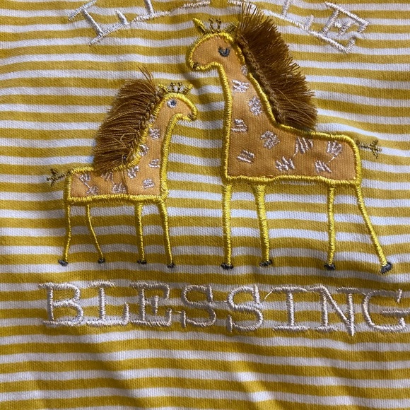 Soft Yellow Bodysuit with Stripes and Animal Design - Picture 2 of 4